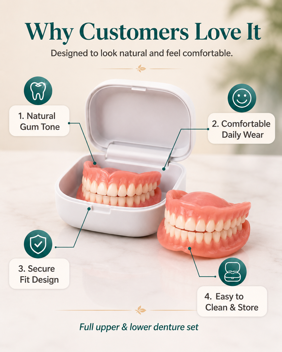 🔥 Custom-Fit Instant Smile Dentures – Natural Look & Comfort Fit | 50% OFF Today